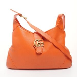 Gucci Aphrodite Large Leather Shoulder Bag in Orange